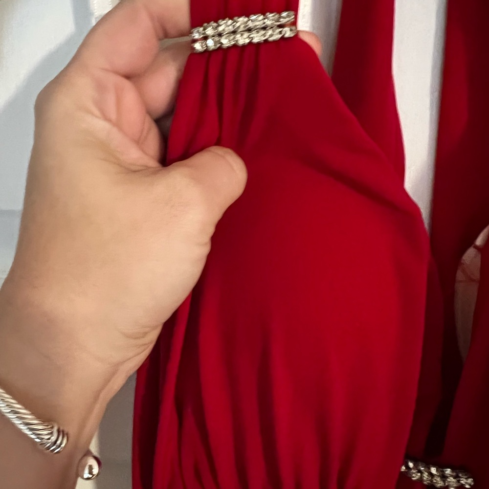 Betsy & Adam floor length red gown formal prom - Picture 3 of 5